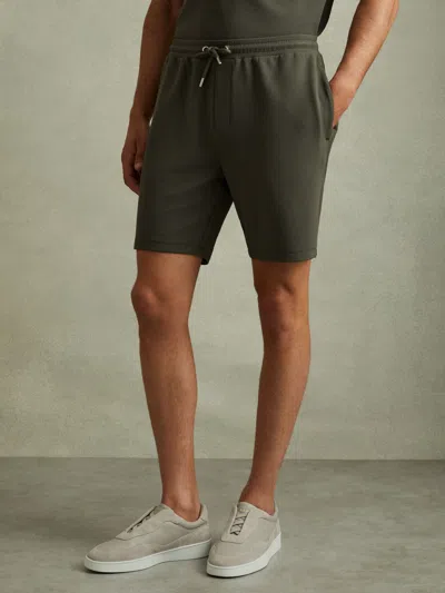 Reiss Green Smoke Textured Drawstring Shorts