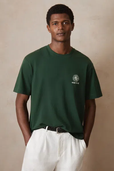 Reiss Green | Ché Cotton Palm-tree T-shirt