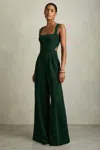 Reiss Women's Dark Green Wide Leg Jumpsuit