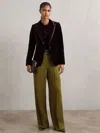 Reiss Green Wide-leg Pintuck Trousers In Green