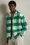 Reiss Green Wool Blend Checked Overshirt In Green