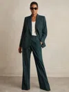 Reiss Green Wool-blend Wide-leg Suit Trousers In Green