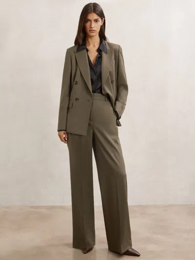 Reiss Green Wool-blend Double-breasted Suit Blazer