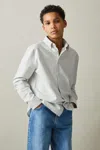 Reiss Green/offwhite Welby 9-13 Yrs Cotton Striped Oxford Shirt In Green/offwhite