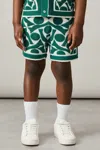 Reiss Green/white Vounder 3-9 Yrs Abstract-pattern Towelling Shorts