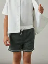 Reiss Green/white Colourblock Piped Swim Shorts In Green