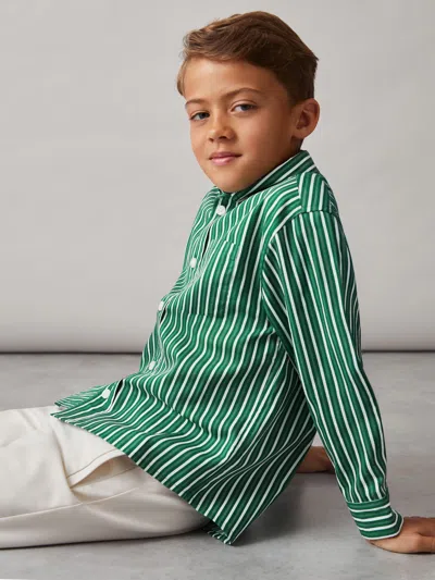 Reiss Kids' Green/white Shirt