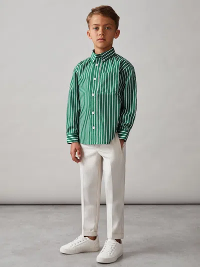 Reiss Kids' Green/white Shirt