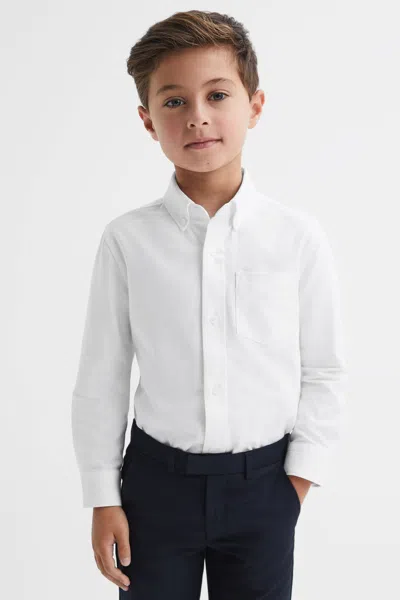 Reiss Greenwich - White Junior Slim Fit Button-down Oxford Shirt, Age 5-6 Years