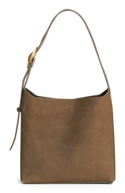 Reiss Greta Suede & Leather Shoulder Bag In Brown