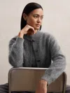 Reiss Grey 100% Brushed Cashmere Cardigan In Gray