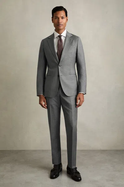 Reiss Grey Slim-fit Wool Suit Trousers