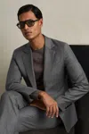 Reiss Grey Slim-fit Single Breasted Wool Suit Jacket In Grey