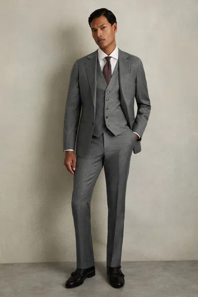 Reiss Grey Slim-fit Wool Suit Waistcoat