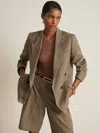 Reiss Grey Atelier Double-breasted Suit Jacket With Linen