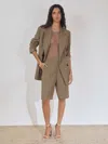 Reiss Grey Atelier Side-zip Tailored Shorts With Linen