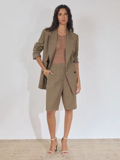 Reiss Grey Atelier Side-zip Tailored Shorts With Linen In Gray
