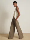 Reiss Grey Atelier Wide-leg Suit Trousers With Linen