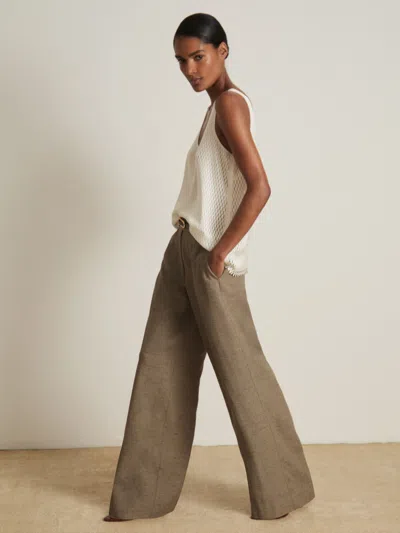 Reiss Grey Atelier Wide-leg Suit Trousers With Linen In Gray