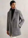 Reiss Grey Wool-blend Chalk-stripe Pea Coat In Gray