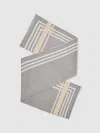 Reiss Grey Border Stripe Fringed Scarf In Gray
