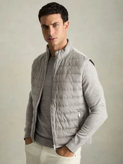Reiss Grey Brushed Jersey Quilted Gilet
