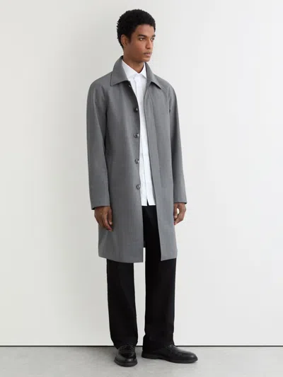 Reiss Grey Canton Single-breasted Raglan Raincoat With Wool In Gray