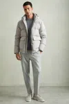 Reiss Grey Patch-pocket Quilted Puffer Jacket In Grey