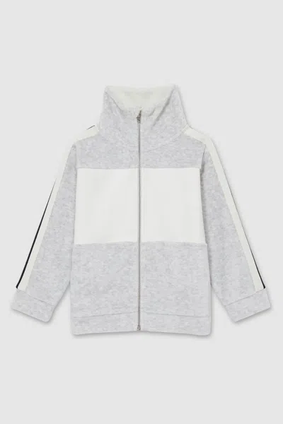 Reiss Grey 13-14 Yrs Velour Panelled Tracksuit Top