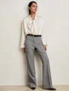 Reiss Grey Check Flared Suit Trousers In Gray