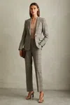 Reiss Grey Check Checked Slim Fit Suit Trousers In Grey Check