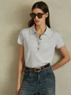 Reiss Grey Cotton Blend Polo Shirt In Gray