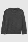Reiss Grey Earl Merino Wool V-neck Jumper In Grey