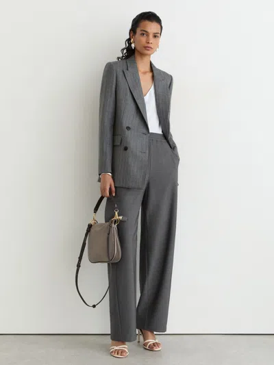 Reiss Grey Elasticated-waist Barrel-leg Trousers In Gray
