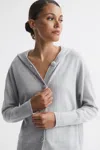 Reiss Grey Wool Blend Hooded Cardigan In Grey