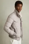 Reiss Grey Faux-fur Collar Puffer Jacket