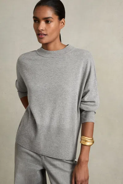 Reiss Grey Faye Crew-neck Jumper With Wool And Cashmere