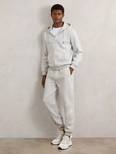 Reiss Grey Finch Cotton-blend Drawstring Joggers In Gray