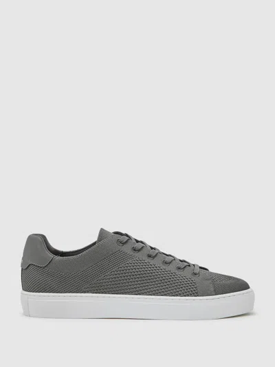Reiss Grey Finley Knit Knitted Low-top Trainers In Gray