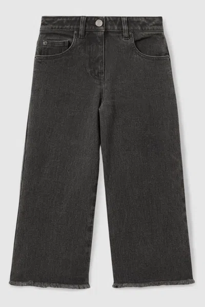 Reiss Grey Grayson Wide Leg Frayed Jeans