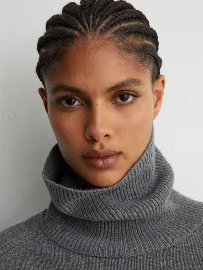 Reiss Grey Harriet Wool-cashmere Roll-neck Jumper In Gray