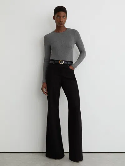 Reiss Grey Jersey Crew-neck Long-sleeve Top In Gray