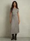 Reiss Hadley Twist Detail Jersey Midi T-shirt Dress In Gray