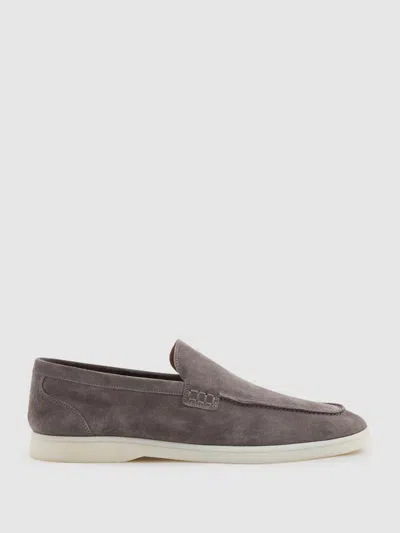 Reiss Grey Kason Suede Slip-on Loafers In Gray