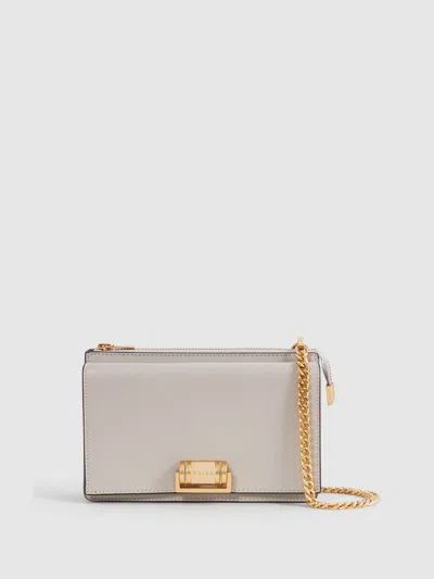 Reiss Grey Leather Chain Crossbody Bag In Gray