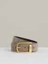 Reiss Grey Leather Half Keeper Belt In Gray