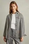 Reiss Grey Checked Button-through Shirt In Grey