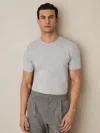 Reiss Grey Marl Bless Cotton Crew Neck T-shirt In Gray