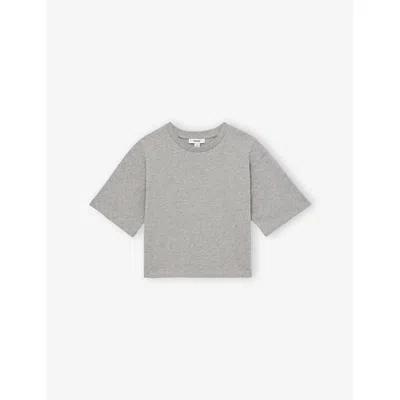 Reiss Kids' Grey Marl Cassy 13-14 Yrs Oversized Cotton Crew-neck T-shirt