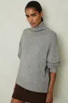 Reiss Grey Marl Corrine Cashmere Roll Neck Jumper In Grey Marl